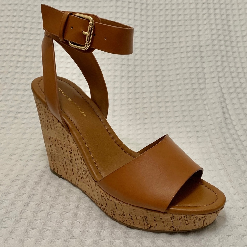 Tommy Hilfiger cork platform Brown sandals NEW